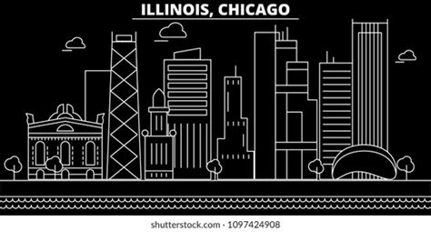 Chicago City Silhouette Skyline Usa Chicago Stock Vector Royalty Free