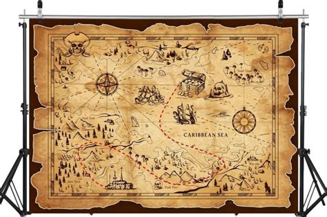 Pirate Treasure Map Backdrop Pirate Party Decorations Pirate Map ...