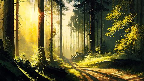 Sunny Forest Background, Forest, Natural, Sunshine Background Image for ...