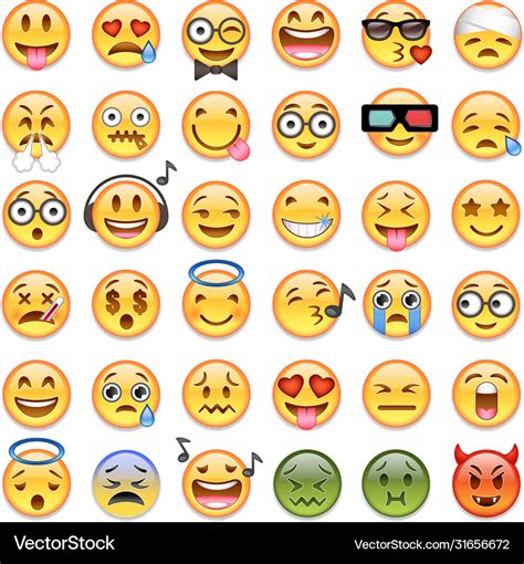 Big Set Emojis Emoticons Royalty Free Vector Image