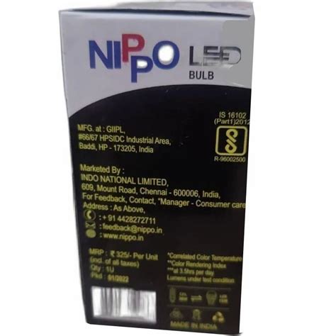 Ceramic W Nippo Led Bulb Cool Daylight Base Type B At Rs Piece