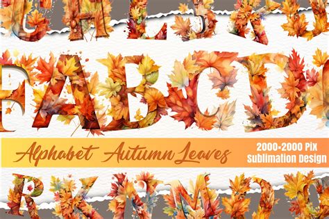 Alphabet Autumn Leaves Clipart Graphic by WaterColorArch · Creative Fabrica