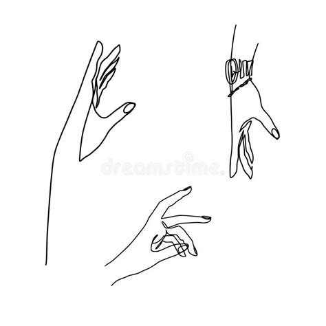 Abstract Hands One Line Drawing Continuous Line Hand Isolated On White