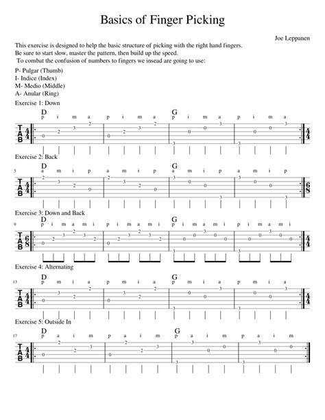 Basicsoffingerpicking Sheet Music For Guitar Download Free In Pdf Or Midi