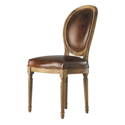 Chaise Cuir Vieilli Marron LOUIS Cheap Dining Room Chairs Outdoor