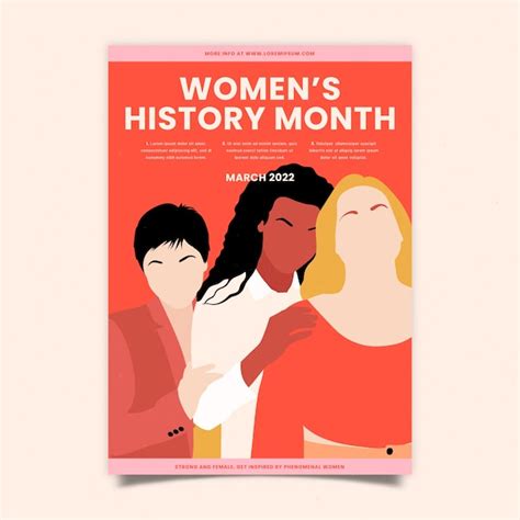 Free Vector Flat Womens History Month Vertical Poster Template