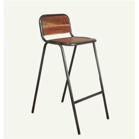 Rustic Industrial Stackable Bar Stools Wooden Seat With Metal Frame