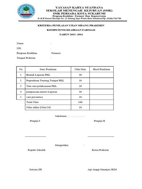 Format Penilaian Sidang Pkl Pdf