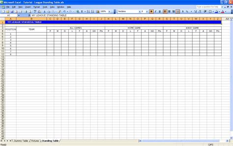 EXCEL TEMPLATES: Premier League Table Template