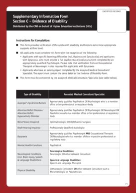 Fillable Online Evidence Of Disability Form Access College Fax Email