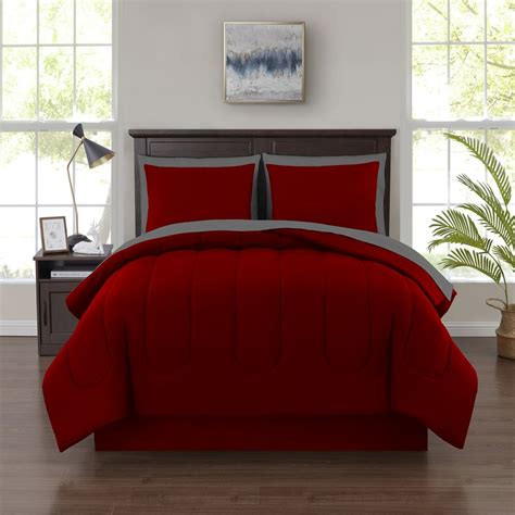 Mainstays 8 Piece Bed In A Bag Red Full With Sheets Shams Pillowcases