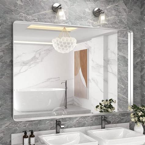 TOOLKISS 48 In W X 32 In H Rectangular Aluminum Framed Wall Bathroom