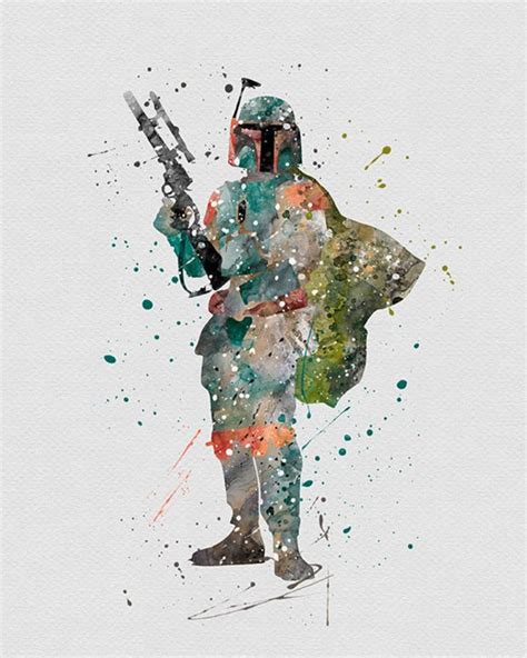 Boba Fett Watercolor Art Print Star Wars Illustration Star Wars Art