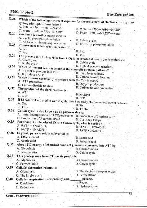 Solution Kips Bioenergetics Practice Mcqs With Answers And Explanation