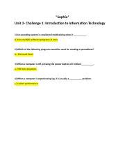 Unit Challenge Introduction To Information Technology Docx