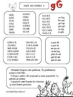 Litera G Fisa De Citire Fise De Lucru Clasa Pregatitoare Artofit