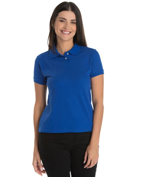 Camisa Polo Piquet Feminina Azul Royal Direto De F Brica Loja Mirante