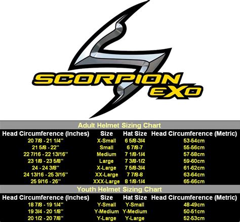 Scorpion Helmet Size Chart A Visual Reference Of Charts Chart Master