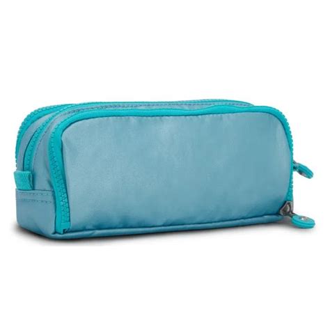 Estojo Kipling Gitroy Naturl Aqua Metallic Papelaria Art Pel