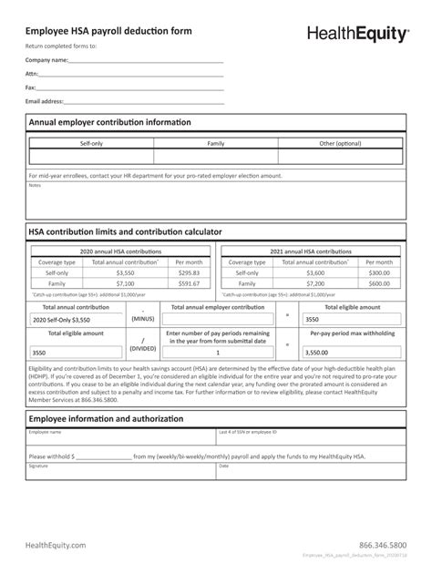 Fillable Online Pdf Employee Hsa Payroll Deduction Form Fax Email Print