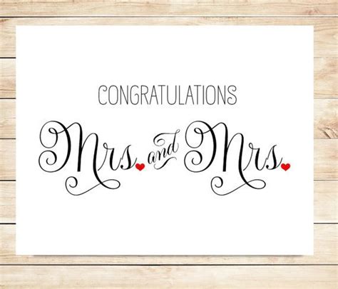 Mrs And Mrs Congratulations Card Wedding Card For Lesbian Couple