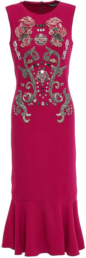 Dolce And Gabbana Woman Fluted Embellished Crepe Midi Dress — Ufo No More