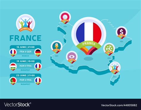 France Natioanal Team Matches On Isometric Map Vector Image