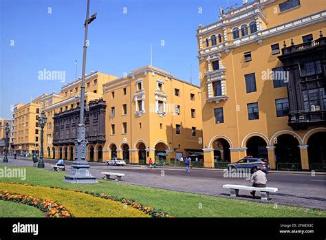 Group Of Stunning Colonial Buildings On Plaza Mayor Square The