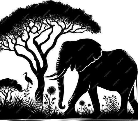 Black elephants silhouettes vector on white background | Premium AI