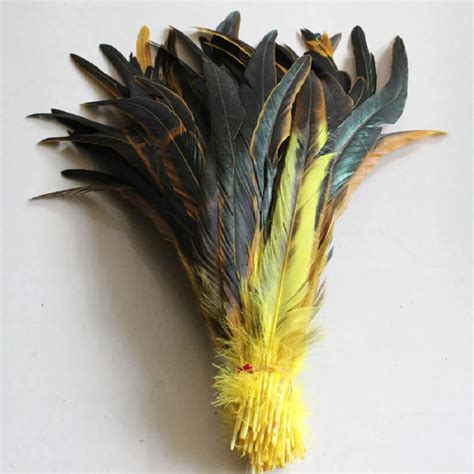 Wholesale 500pcs Yellow Rooster Tail Feathers 30 35 Cm 12 14 Inches