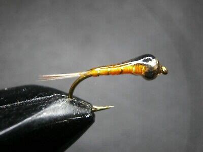 Dozen Tungsten Head Amber And Gold Spanish Nymphs For Fly Fishing Per