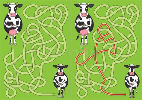 Cow And Calf Maze Stock Vector Illustration Of Path 172476104