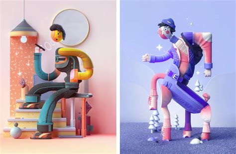 3d Character Design With Memphis Inspired Elements Photoshopvip