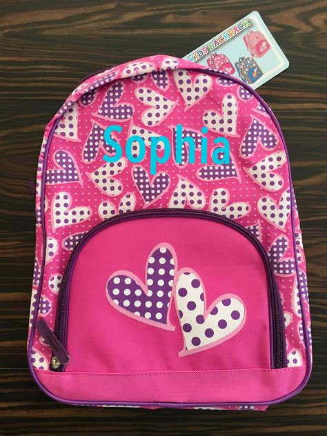 Personalized Kids Backpack Girls Backpack Hearts