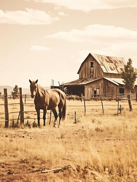 Premium Photo | Photo of Tranquil Country Horse Ranch With Horses ...