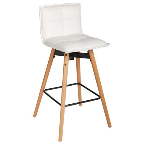 Tabouret De Bar Tissu Blanc Pieds H Tre Naturel X X Cm Tabourets