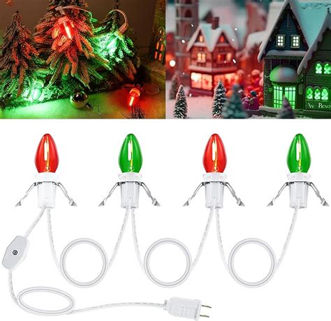 Meonum Accessory Cord With Led Light Bulbs Ft Christmas Village