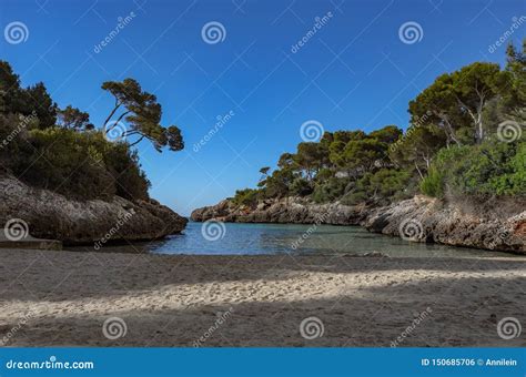 Cala Dor Beach At Cala D`or City Mallorca Island Spain Stock Photo