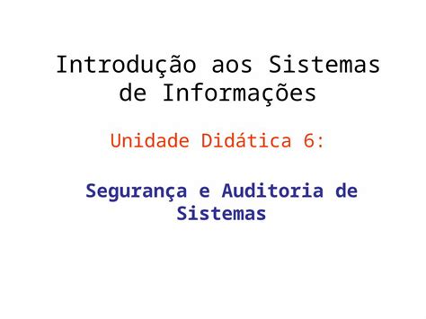 Ppt Introdu O Aos Sistemas De Informa Es Unidade Did Tica