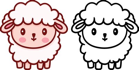 Cute Sheep Doodle Style Vector Illustration Cute Ewe Or Ram Cartoon