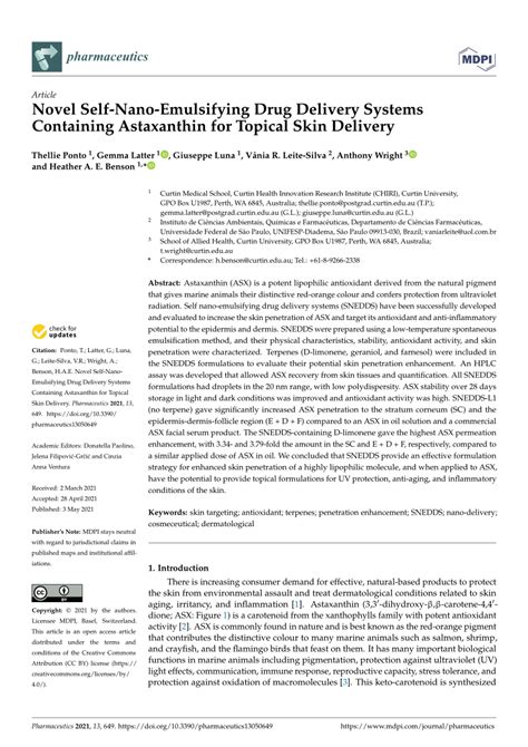 Pdf Novel Self Nano Emulsifying Drug Delivery Systems Containing