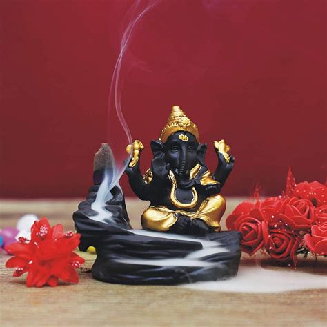 Rjkart Handcrafted Polyresin Showpiece Monk Ganesha Smoke Backflow Cone