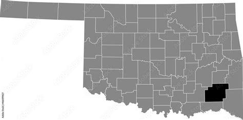 Black Highlighted Location Map Of The Pushmataha County Inside Gray