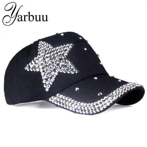 YARBUU Casquette De Baseball Avec Strass Pour Femme Toile Cinq Branches