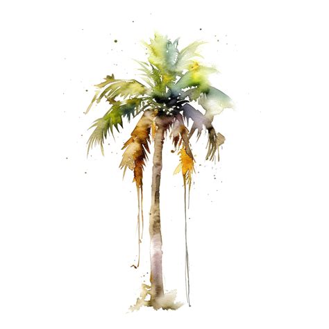 Colourful Watercolor Coconut Tree Sublimation For T Shirt Design