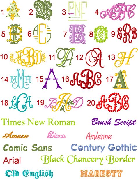 Standard Fonts | Machine embroidery, Monogram, Fonts