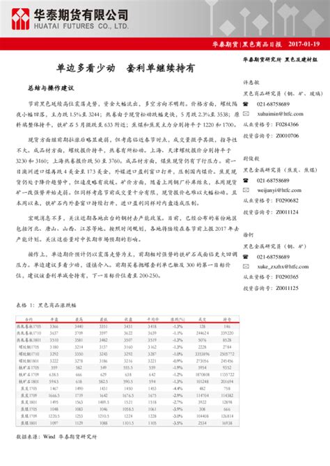 黑色商品日报：单边多看少动 套利单继续持有