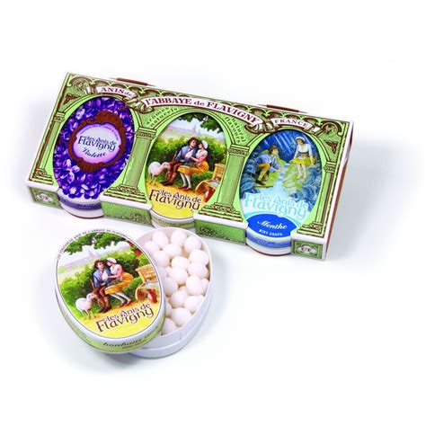 Fourreau 3 Boites Ovales Bonbons Anis Menthe Et Violette 150g La