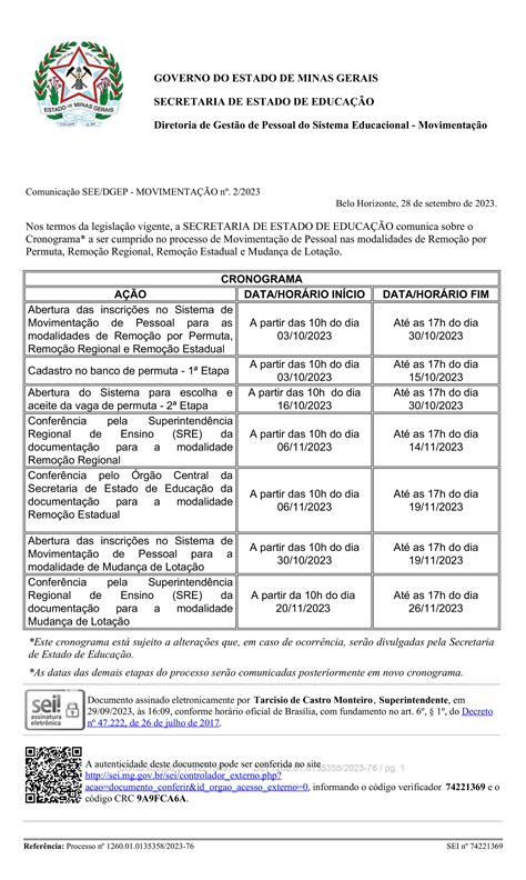 Cronograma De Movimentação