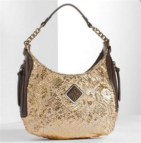 Simply Vera Wang Gold Snakeskin Faux Leather Isis Hobo Purse Etsy